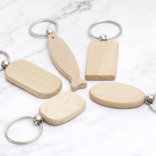 Wood Keychain Spot Wholesale Beech Keychain Professional Customized Wooden Printing Painted Keychain
